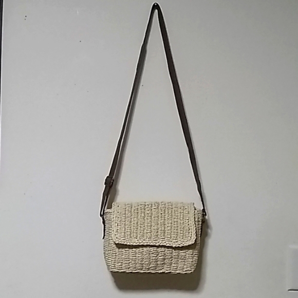 Vintage Weave Rattan Crossbody bag Beige - Picture 1 of 8
